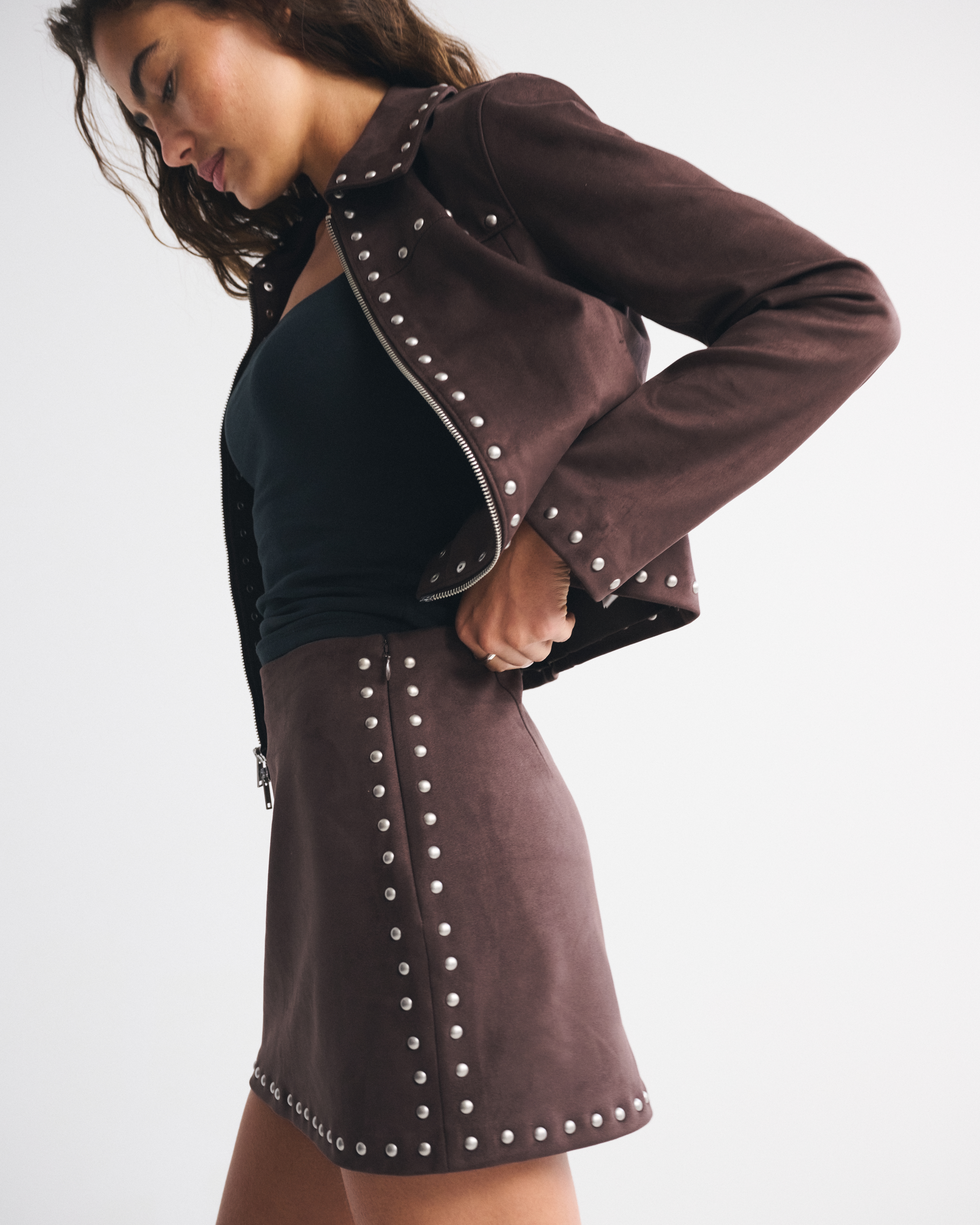 Abercrombie & Fitch The A&f Scarlett Vegan Suede Mini Skort In Brown