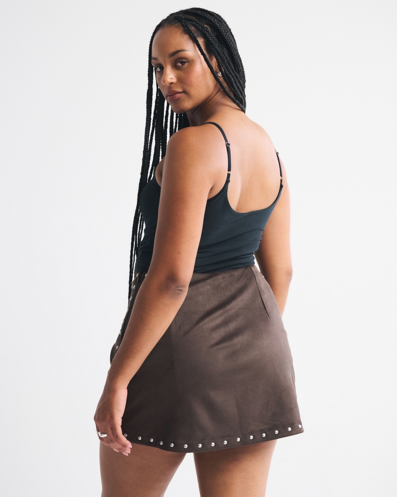The A&F Scarlett Curve Love Vegan Suede Mini Skort