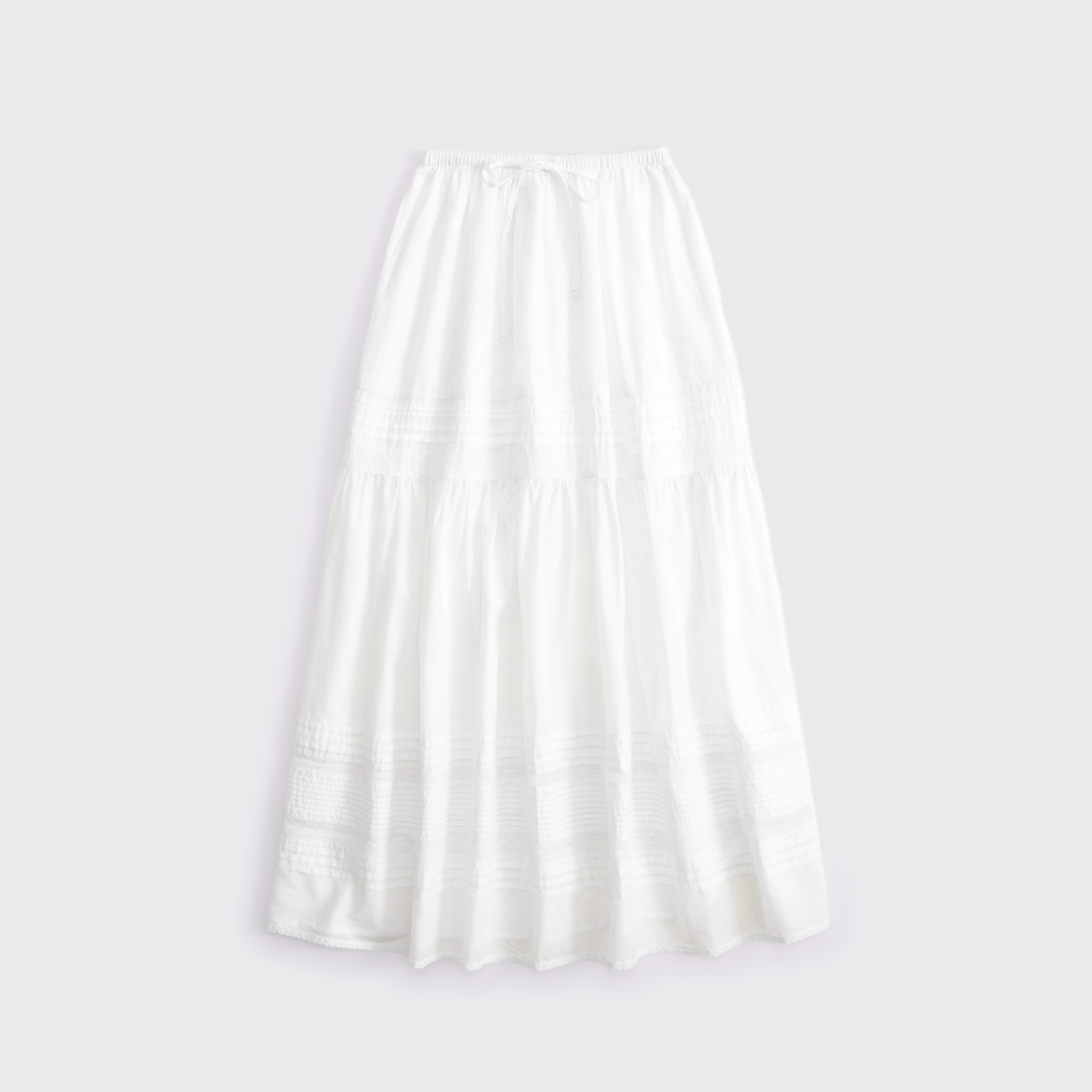 Abercrombie & Fitch High Rise Pull-on Boho Maxi Skirt In White
