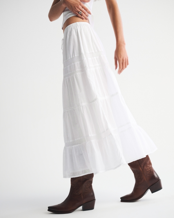 Tie-Waist Tiered Maxi Skirt