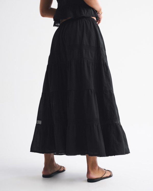 Tie-Waist Tiered Maxi Skirt
