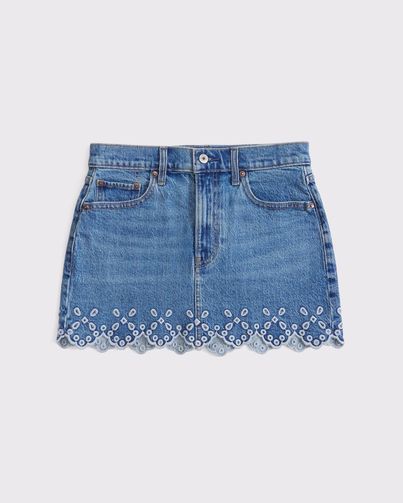 Mid Rise 5-Pocket Denim Mini Skort