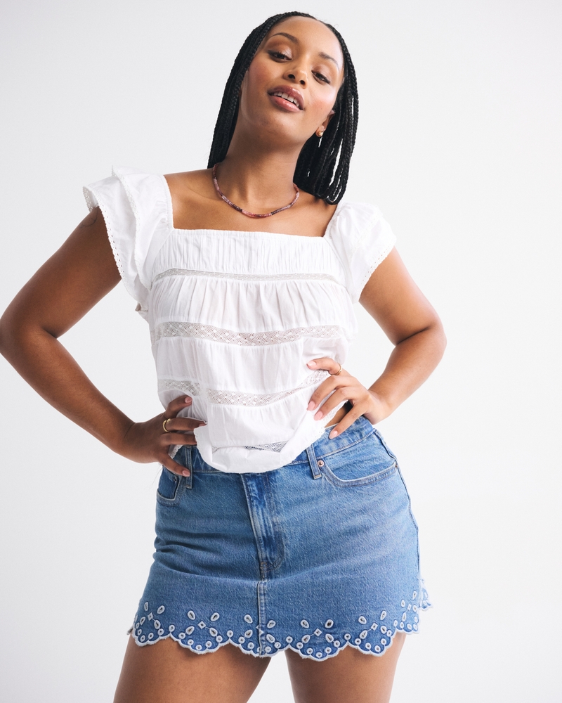 Curve Love Mid Rise 5-Pocket Denim Mini Skort