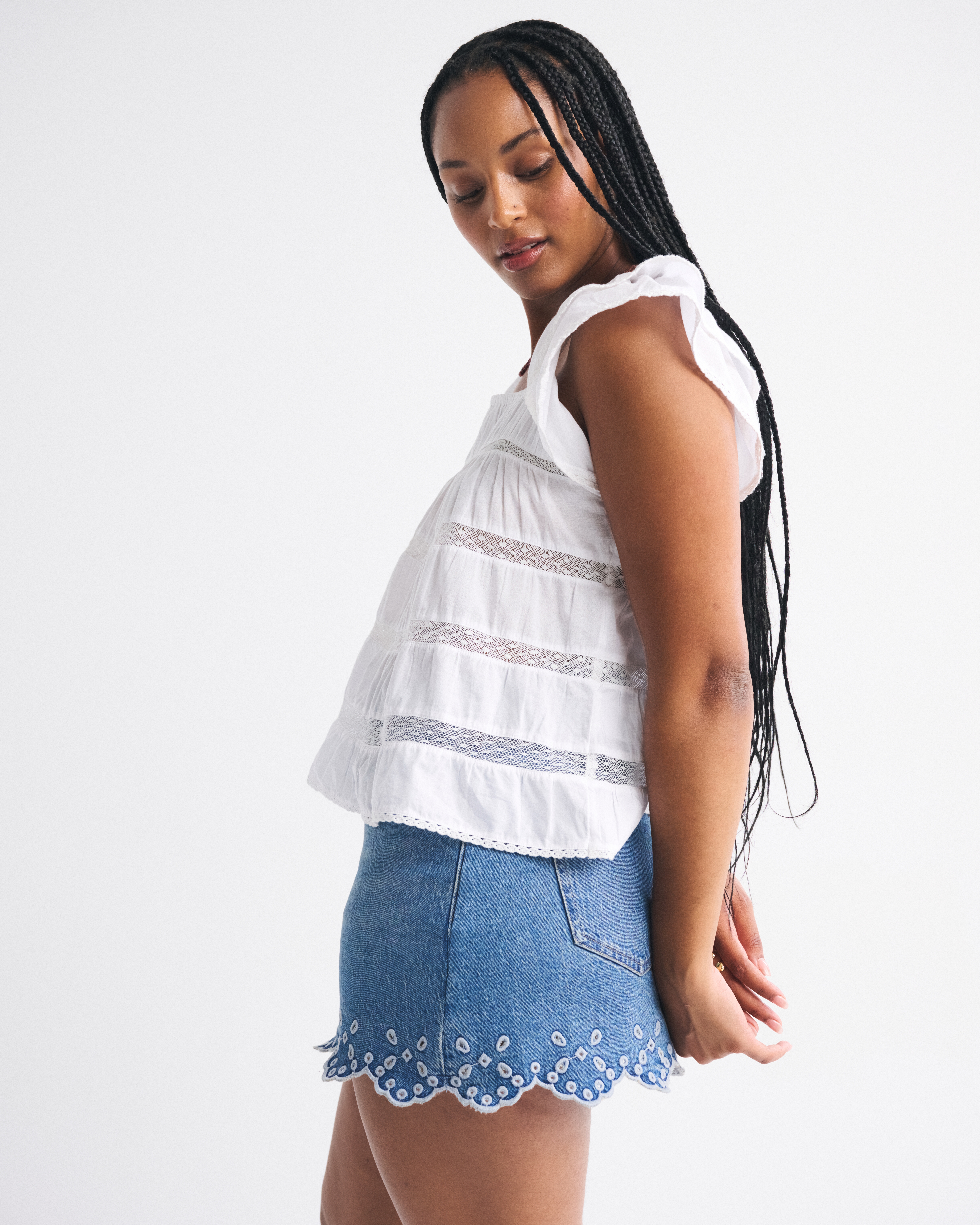 Abercrombie & Fitch Curve Love Mid Rise 5-pocket Denim Mini Skirt