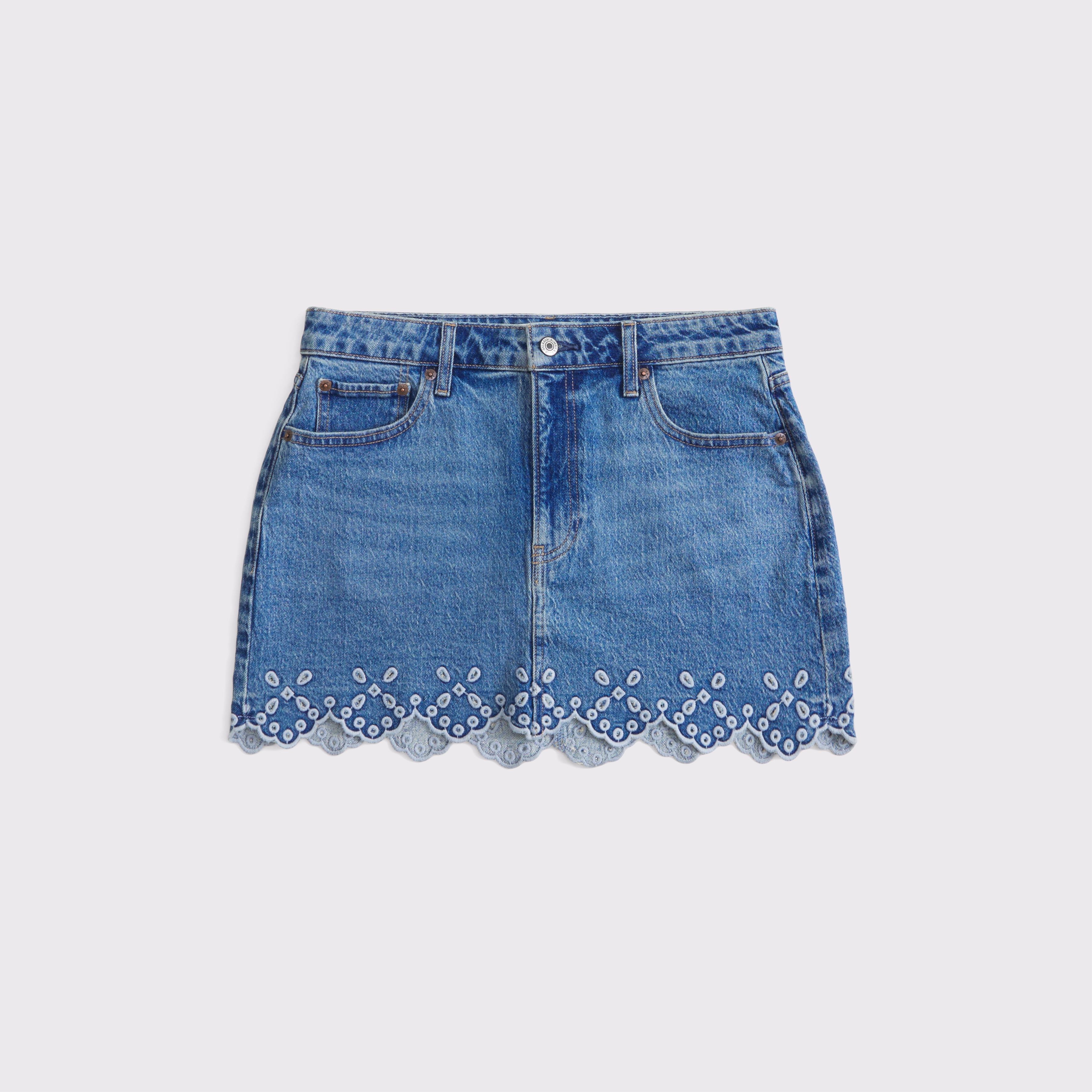 Abercrombie & Fitch Curve Love Mid Rise 5-pocket Denim Mini Skirt