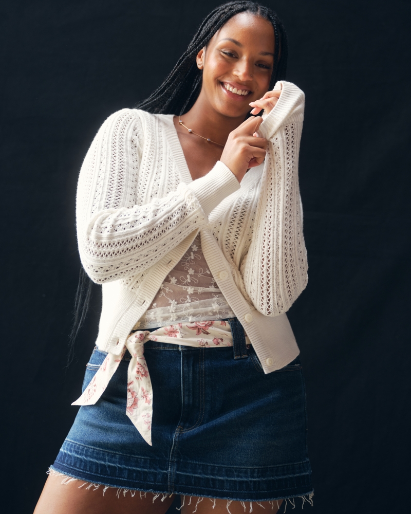 Mid Rise Belted Scarf Denim Mini Skirt
