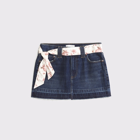 Женские юбки Abercrombie & Fitch Mid Rise Belted Scarf Denim Mini Skirt