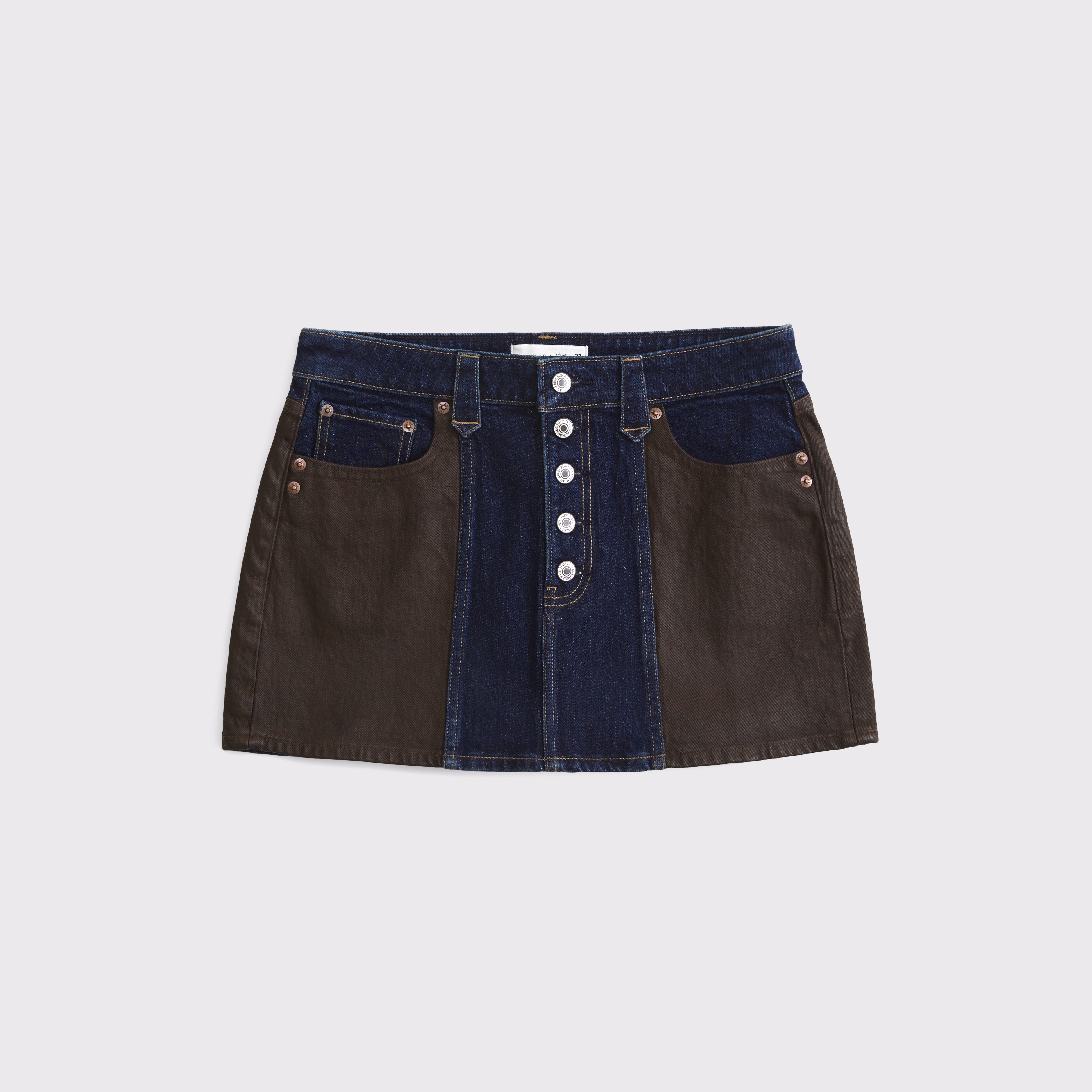 Abercrombie & Fitch Curve Love Mixed Fabric Denim Mini Skirt In Blue