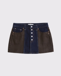 Curve Love Mixed Fabric Denim Mini Skirt