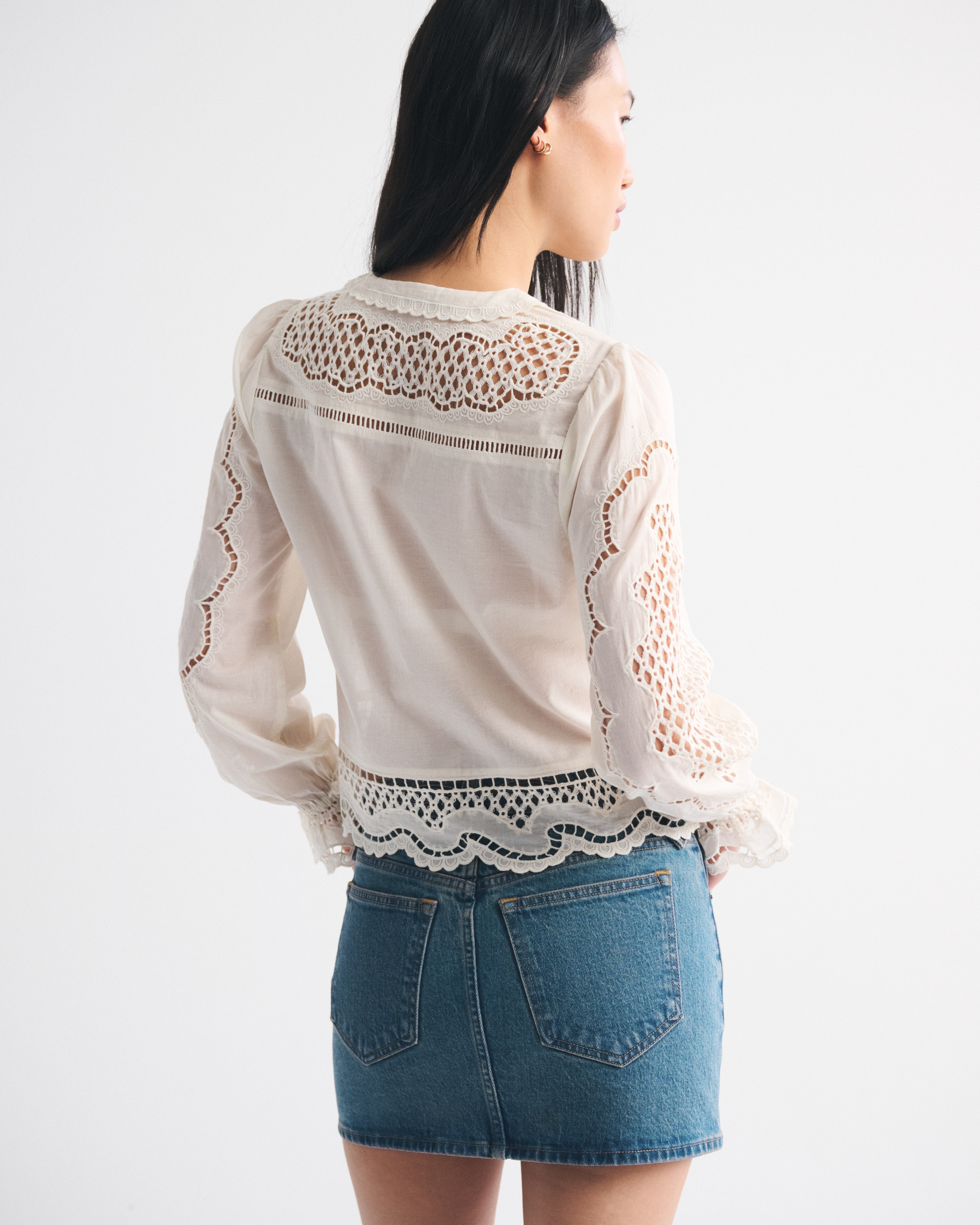 Abercrombie & Fitch Embroidered Denim Mini Skirt