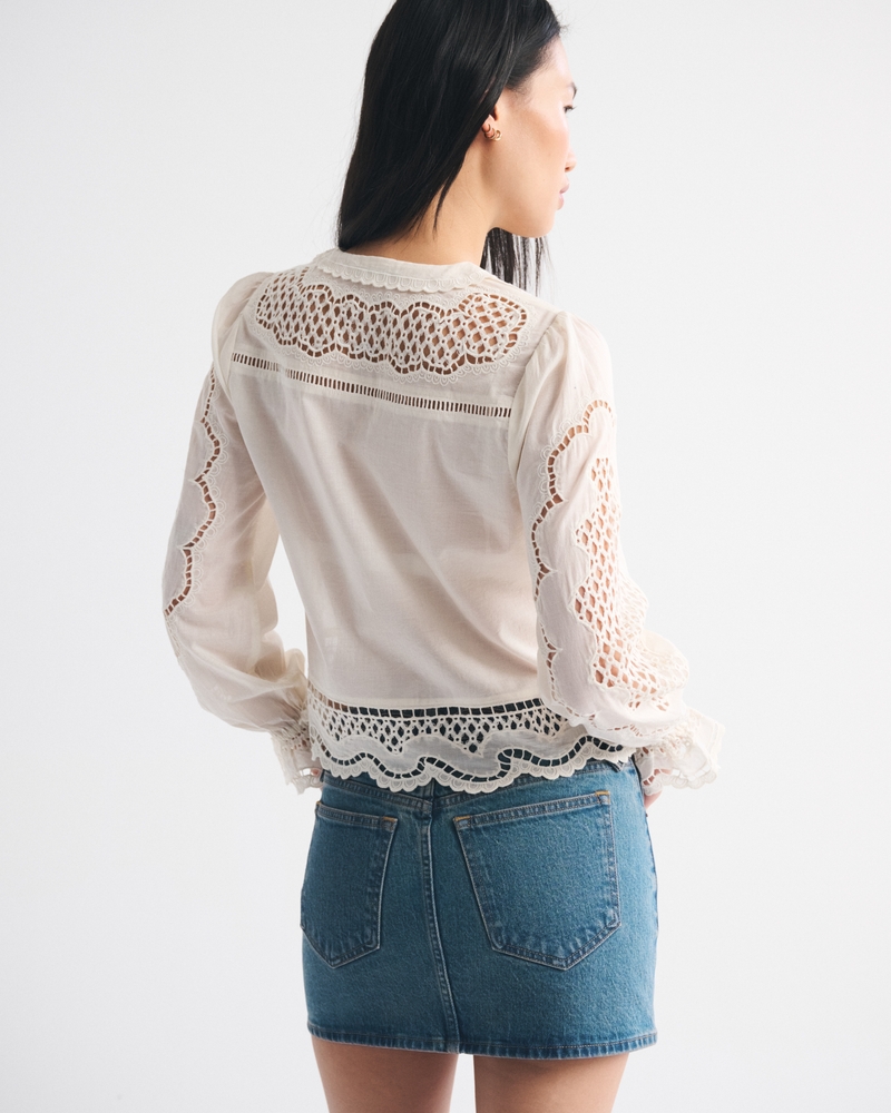 Mixed Fabric Denim Mini Skirt - thumbnail 6