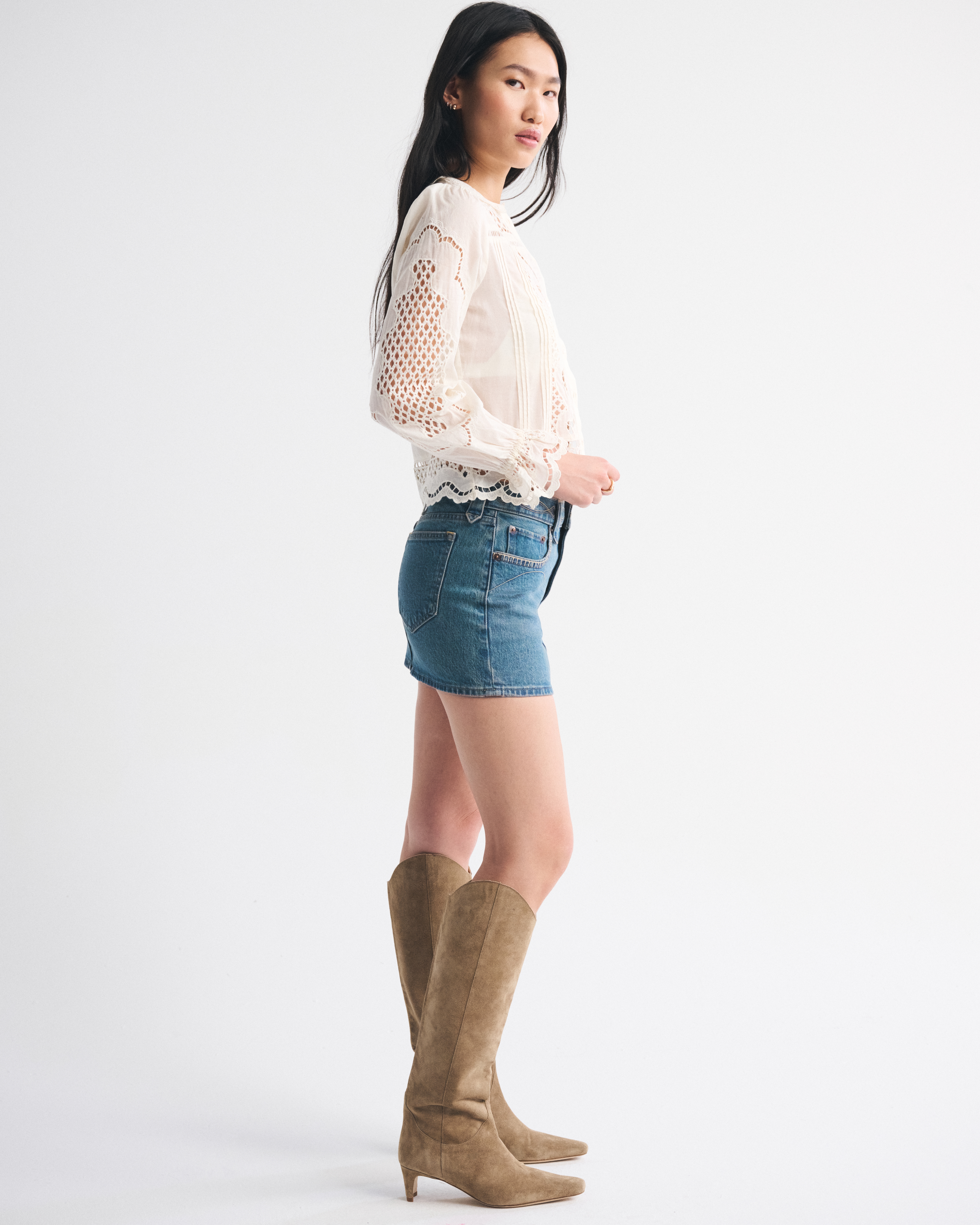 Abercrombie & Fitch Embroidered Denim Mini Skirt