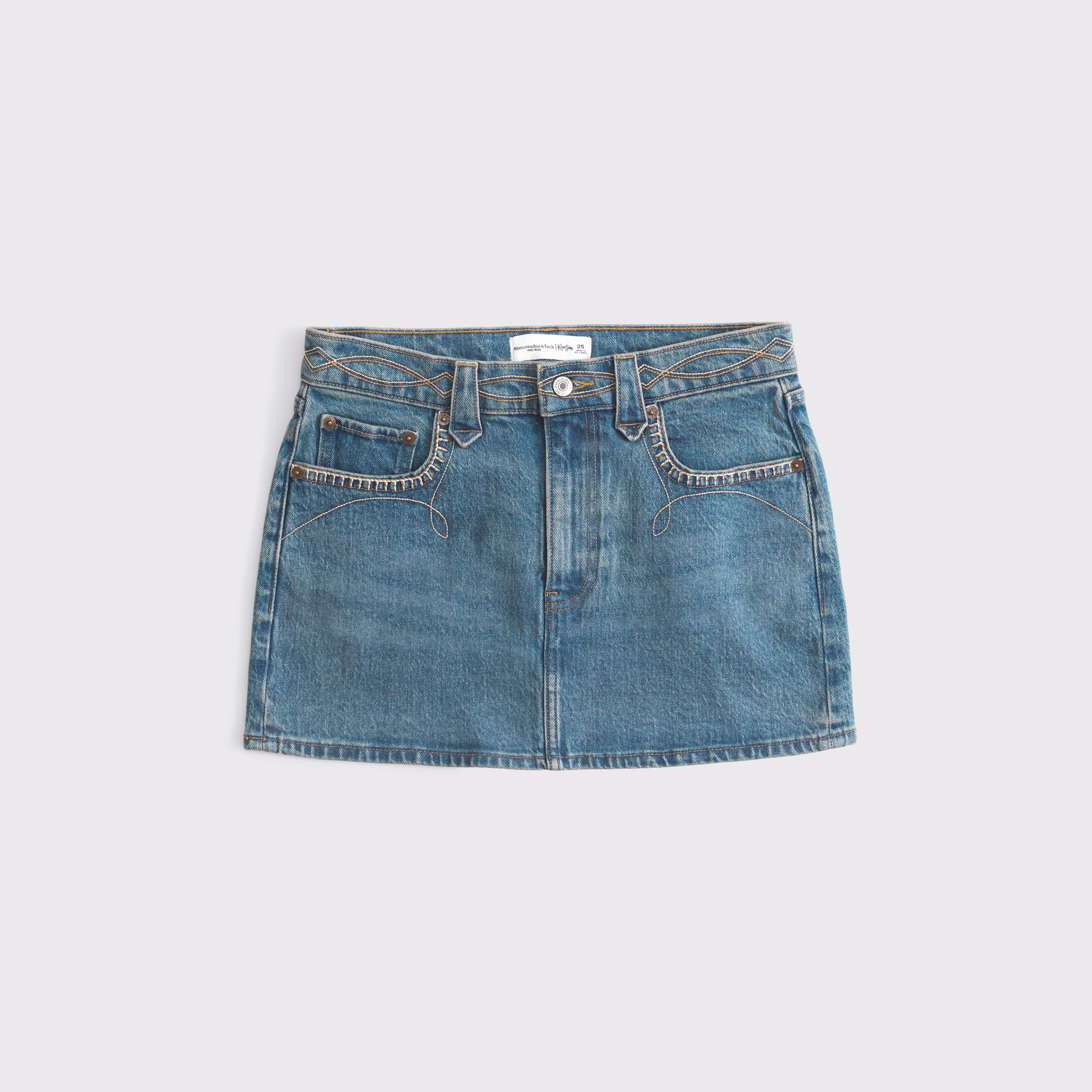 Abercrombie & Fitch Embroidered Denim Mini Skirt