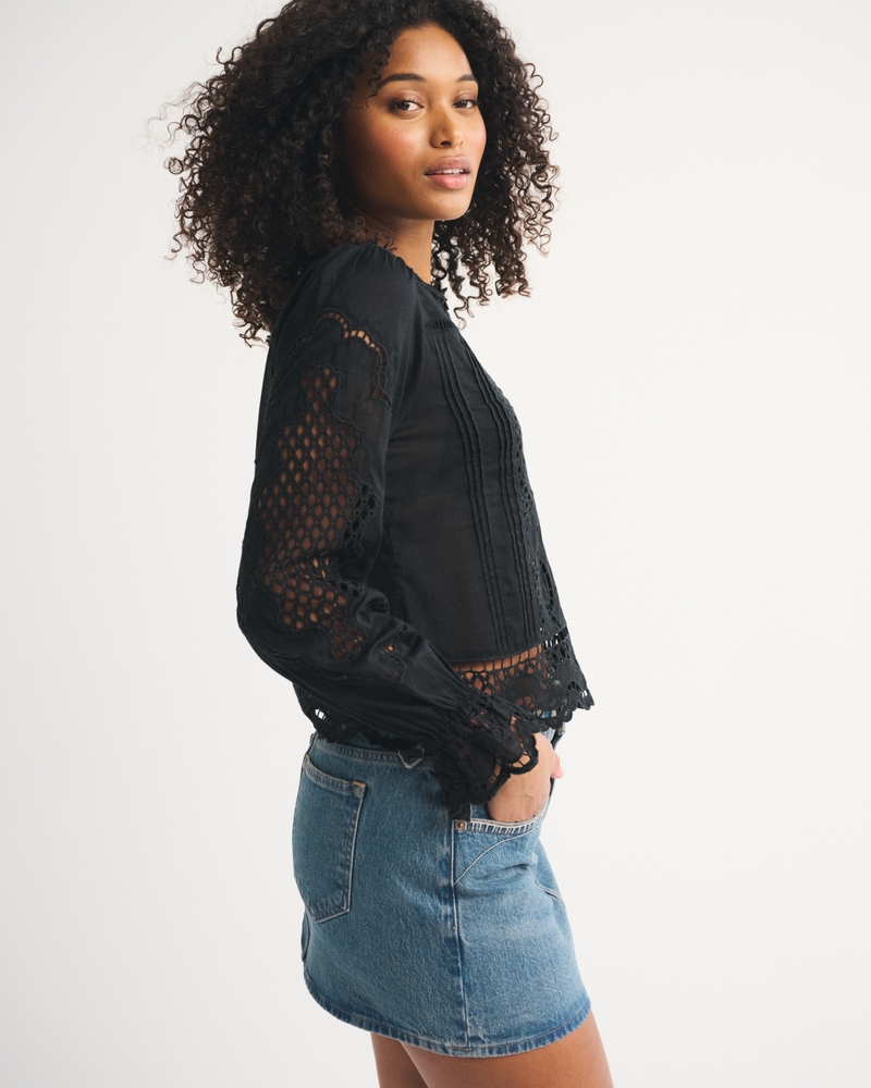 Women's Curve Love Mixed Fabric Denim Mini Skirt | Women's Bottoms