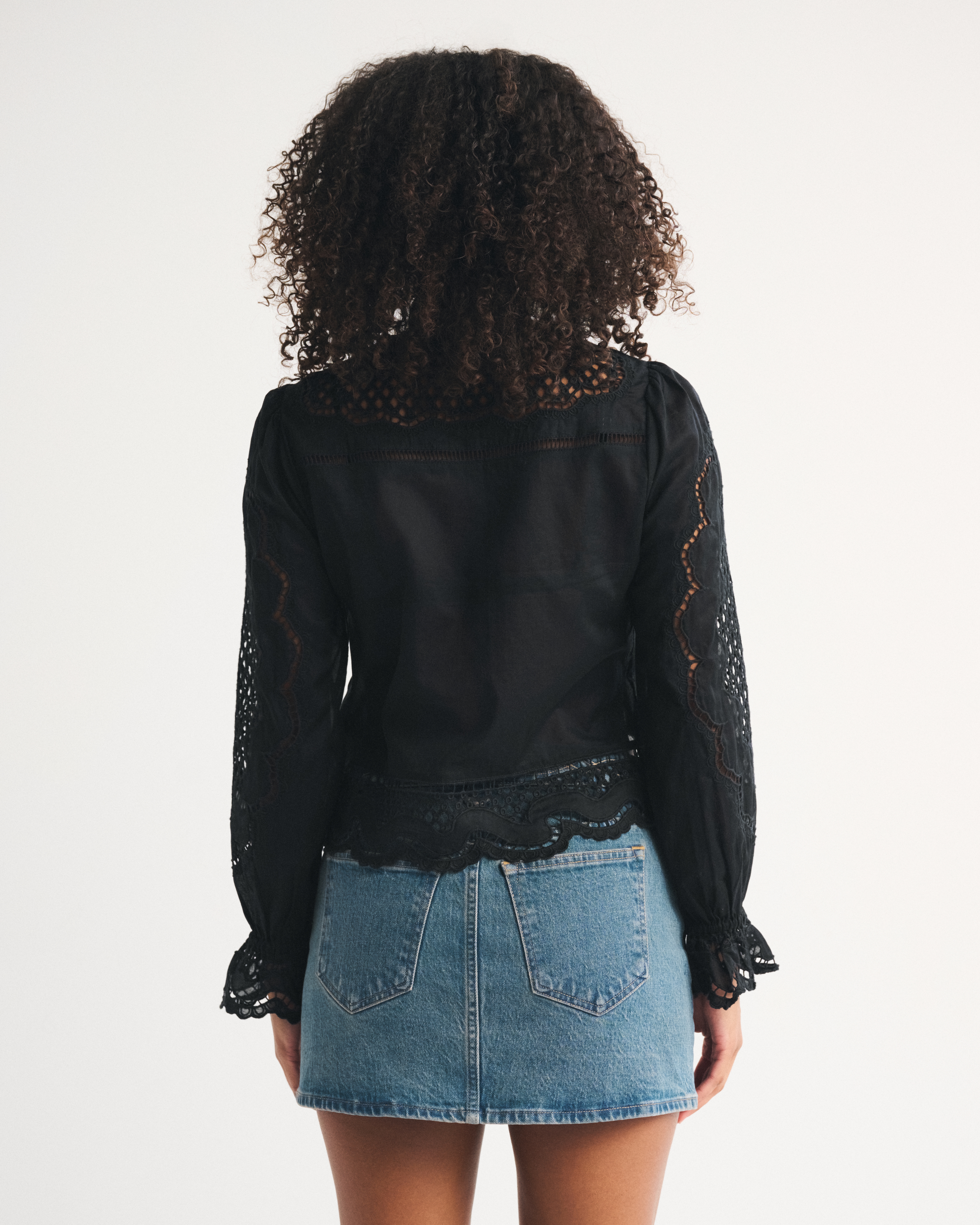 Abercrombie & Fitch Curve Love Embroidered Denim Mini Skirt