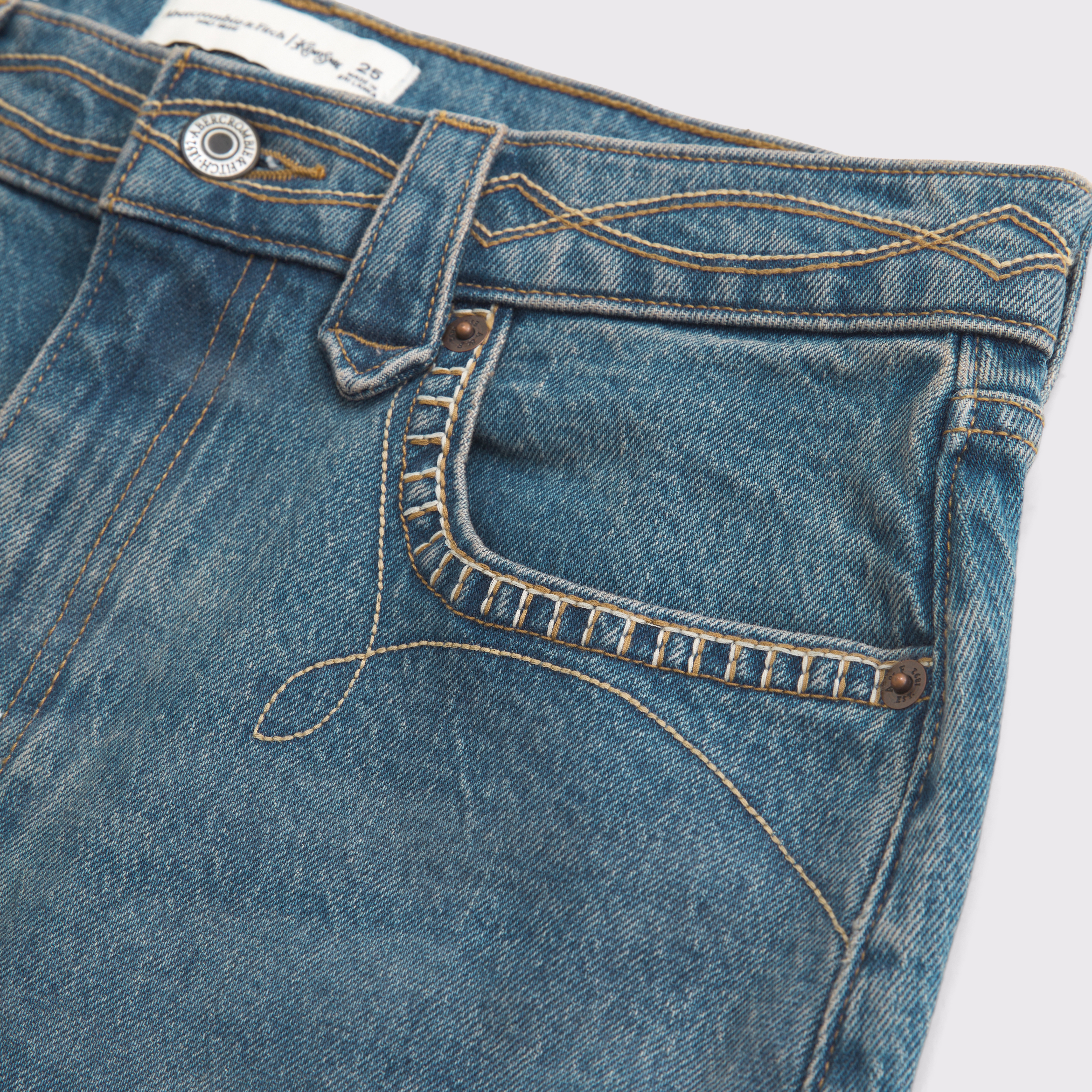 Abercrombie & Fitch Curve Love Embroidered Denim Mini Skirt
