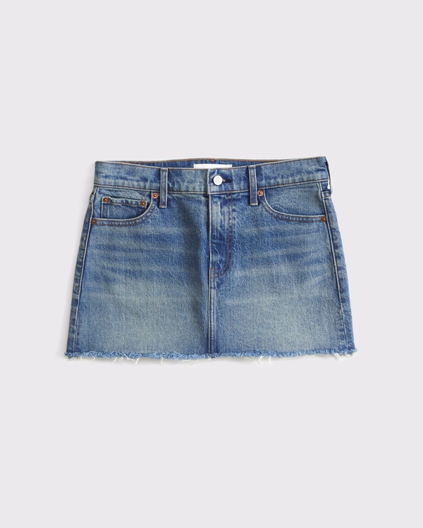 Mid Rise Denim Mini Skirt, Medium Wash view 1