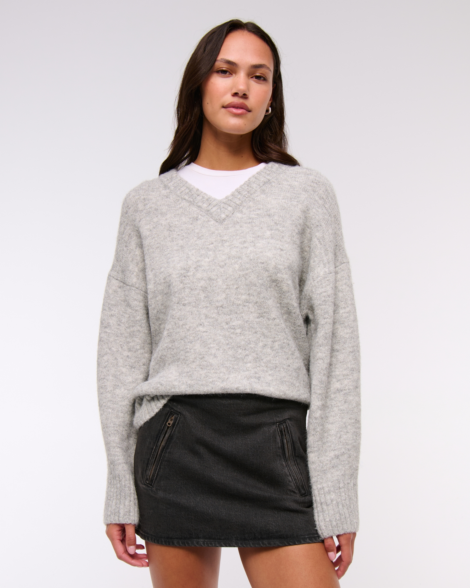 The A&F Scarlett Mid Rise Denim Micro Skort