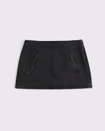 The A&F Scarlett Mid Rise Denim Micro Skort