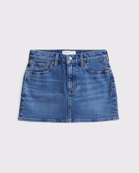 Embroidered Mid Rise 5-Pocket Denim Mini Skort