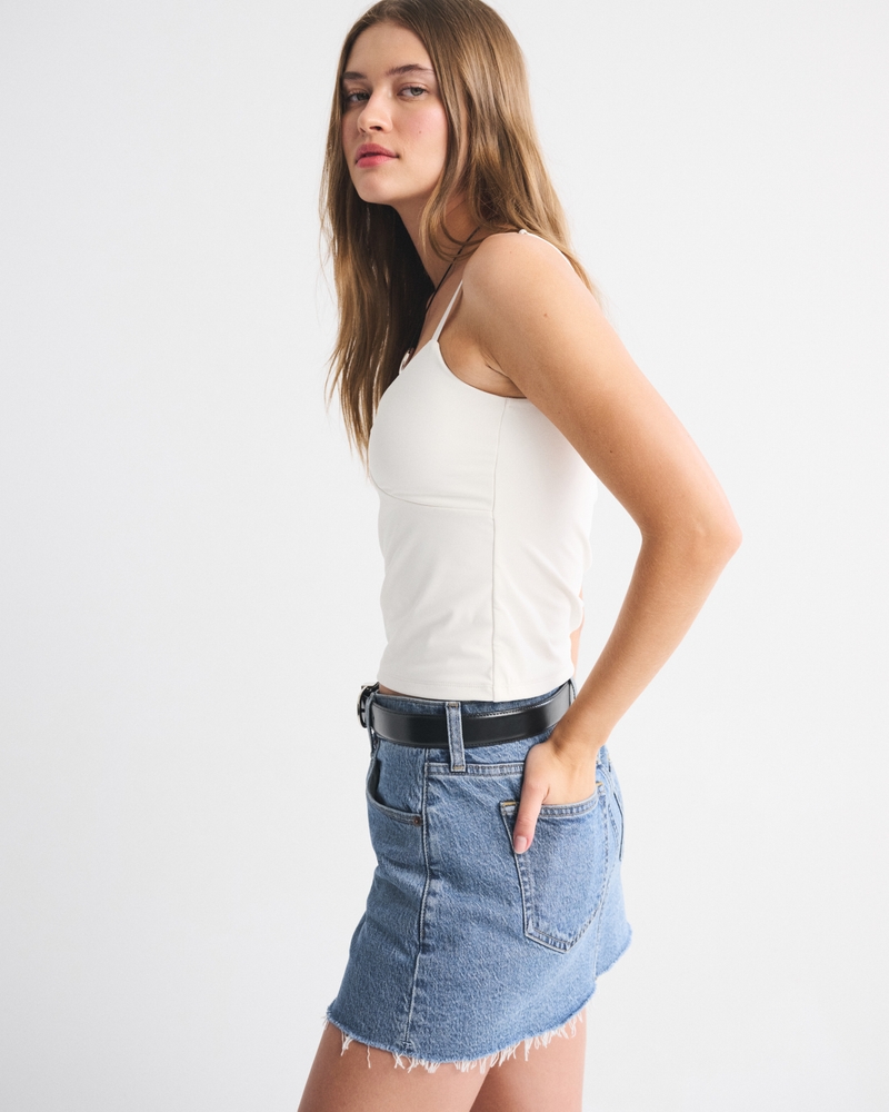 Mid Rise 5-Pocket Denim Mini Skort