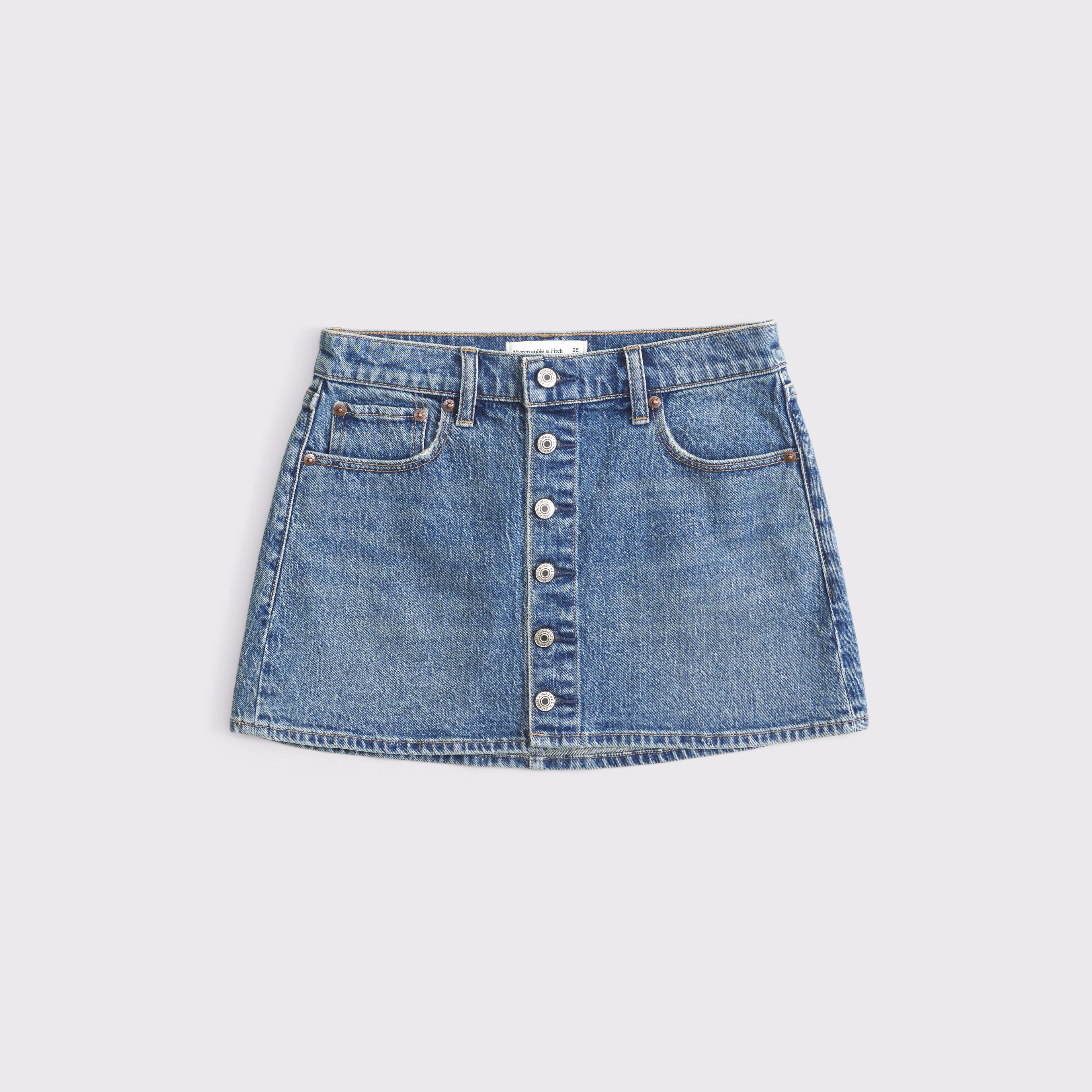 Abercrombie & Fitch Mid Rise Button Front Denim Mini Skirt