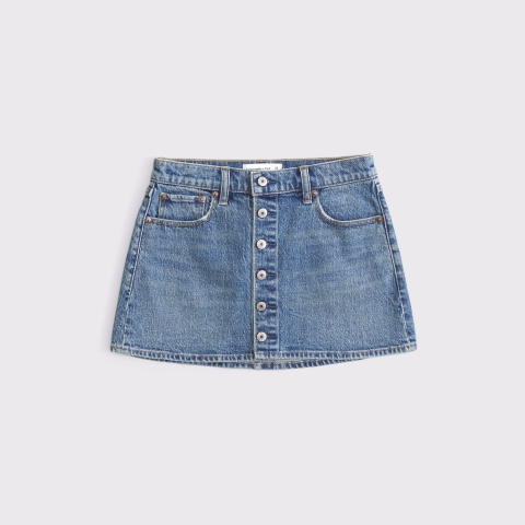 Женские юбки Abercrombie & Fitch Mid Rise Button Front Denim Mini Skirt