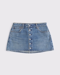 Curve Love Mid Rise Button Front Denim Mini Skirt