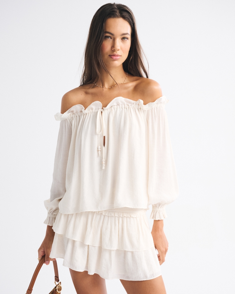 High Rise Tiered Ruffle Mini Skort