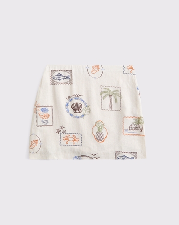 The A&F Scarlett Curve Love Linen-Blend Mini Skort