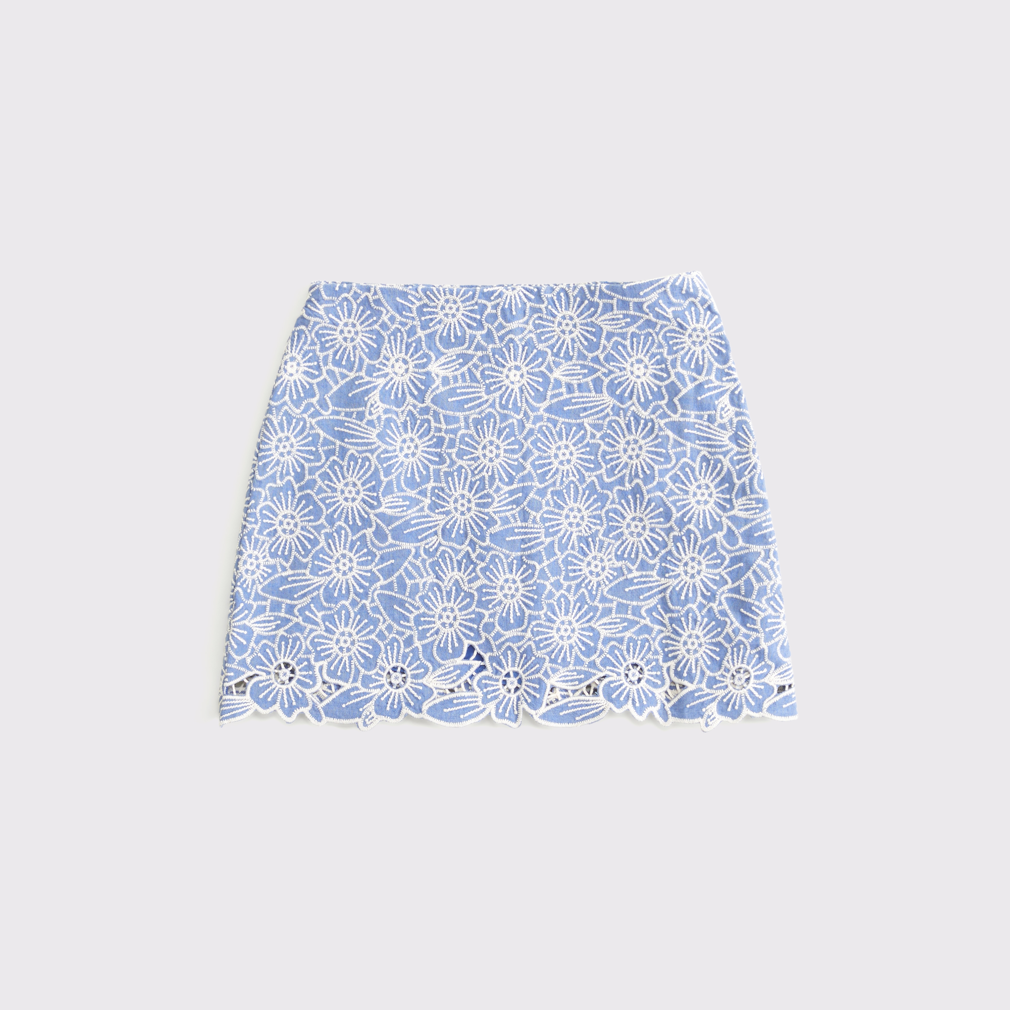 Женская юбка-шорты Abercrombie & Fitch The A&F Scarlett Curve Love Linen-Blend Mini Skort, цвет: Тёмный барвинковый — фото 1