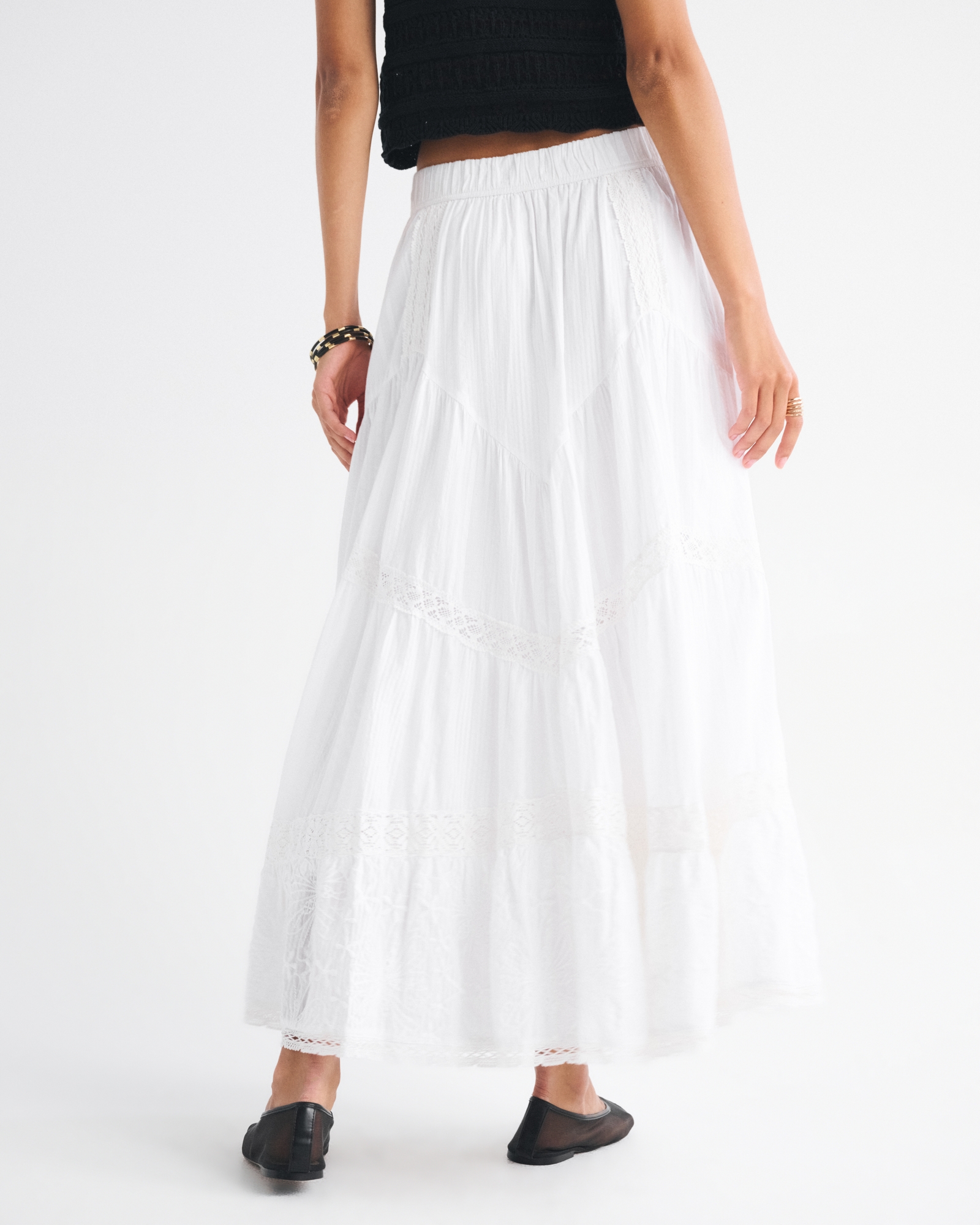 High Rise Drop-Waist Boho Maxi Skirt
