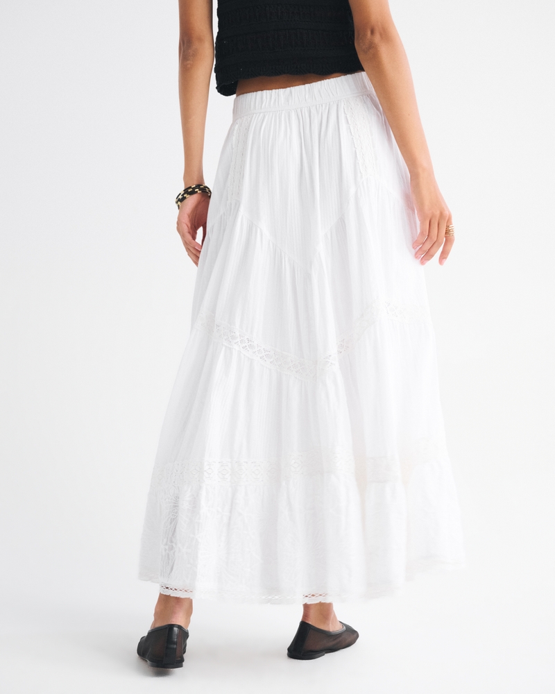 High Rise Drop-Waist Boho Maxi Skirt