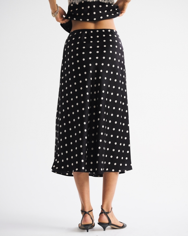 High Rise Satin Midi Skirt