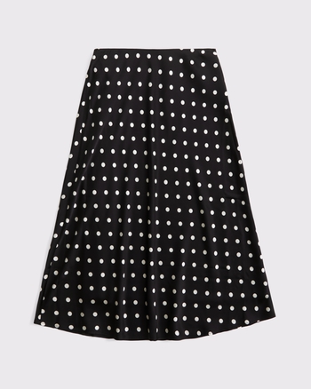 High Rise Satin Midi Skirt