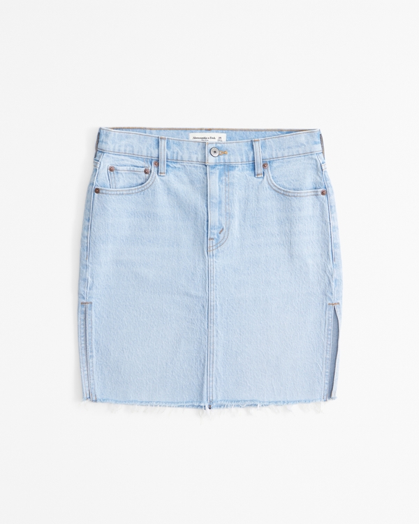 Mid Rise Denim Pencil Midi Skirt, Light