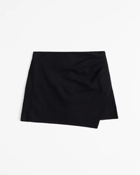 Draped Linen-Blend Wrap Mini Skort