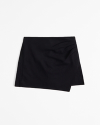 Draped Linen-Blend Wrap Mini Skort