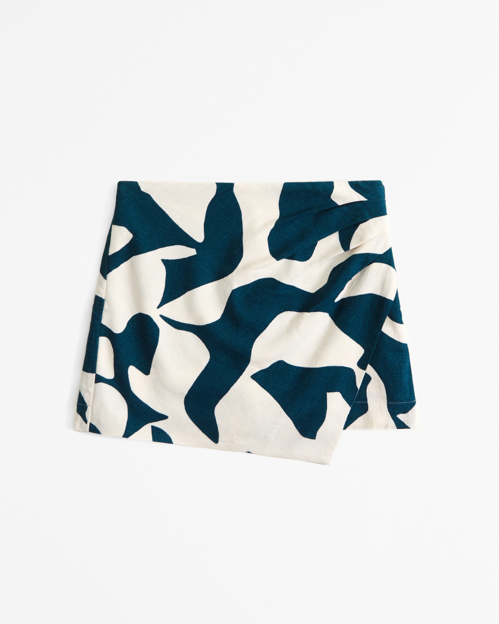 Draped Linen-Blend Wrap Mini Skort