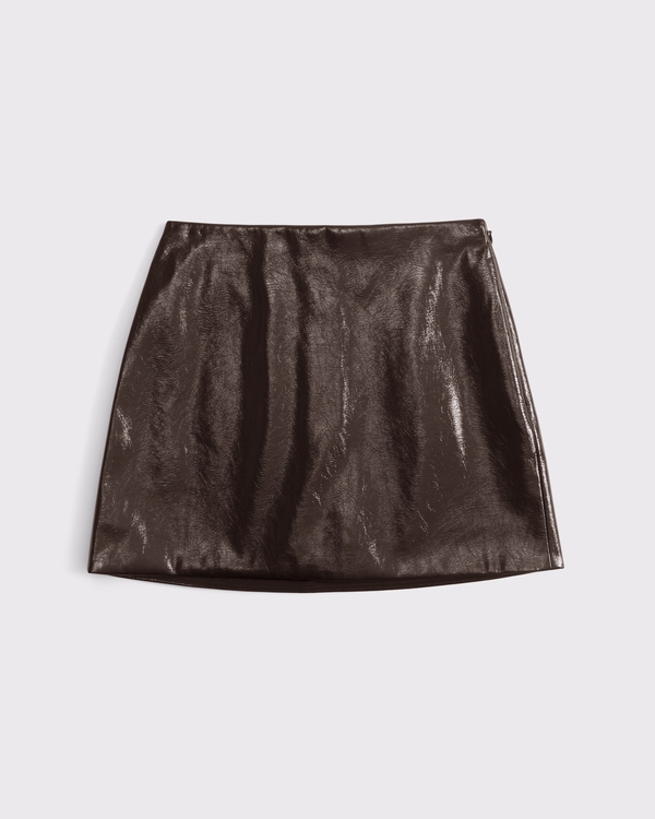 The A&F Scarlett Vegan Leather Mini Skort, Burgundy view 1