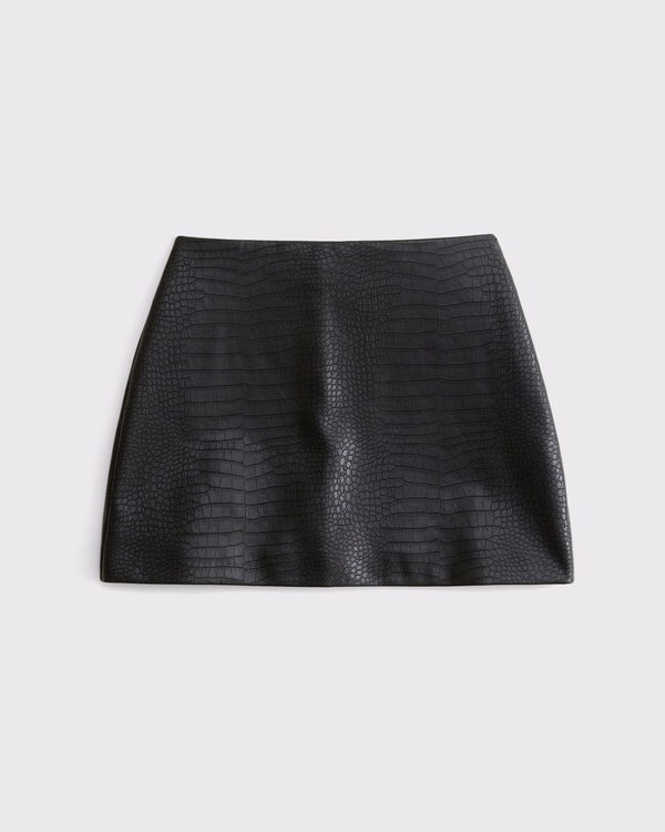 The A&F Scarlett Vegan Leather Mini Skort, Black view 1