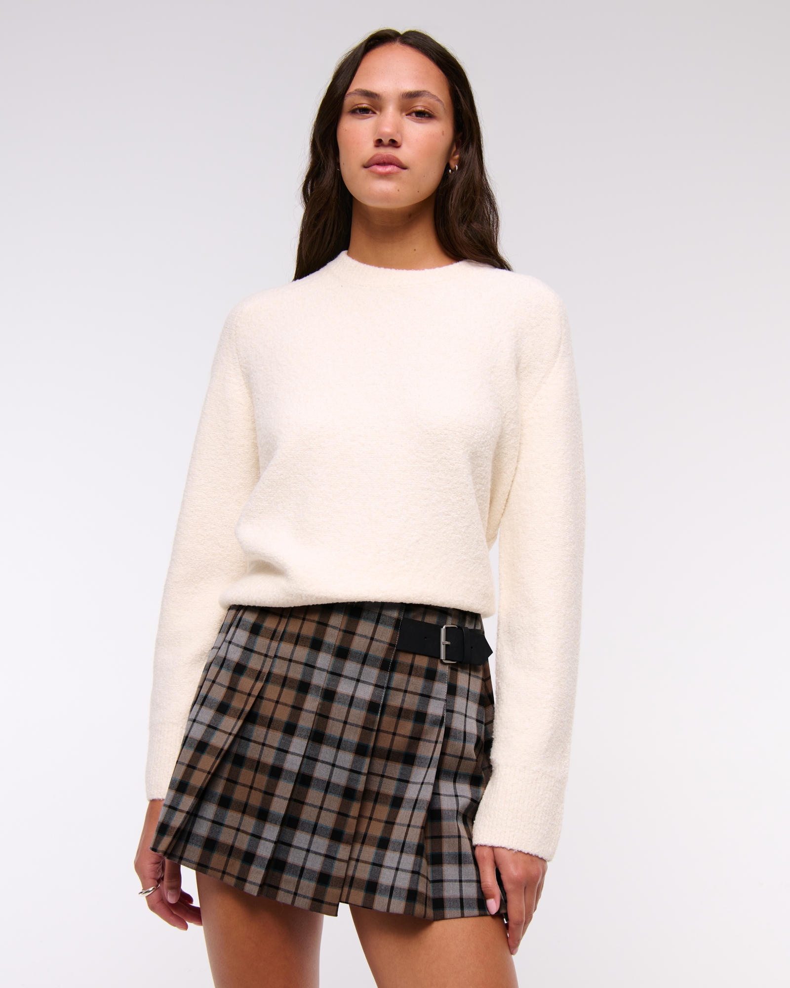 High Rise Pleated Belted Skort