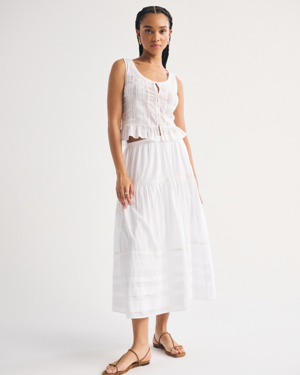 Boho Maxi Skirt, White view 1