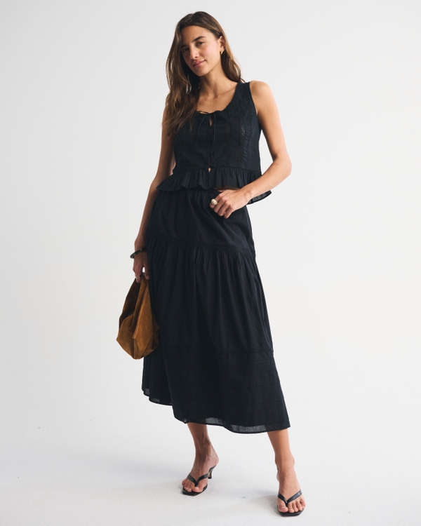 Boho Maxi Skirt, Black view 1