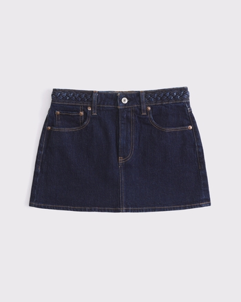 Mid Rise Denim Mini Skort