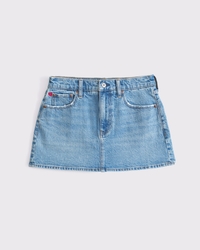 Mid Rise Embroidered Denim Mini Skort