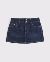 Mid Rise Denim Mini Skort