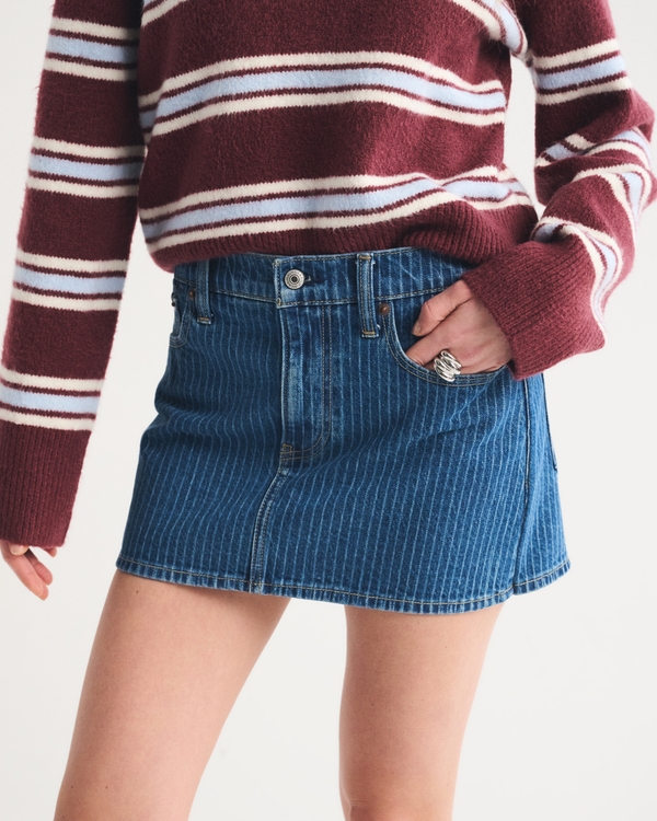Mid Rise Denim Mini Skort
