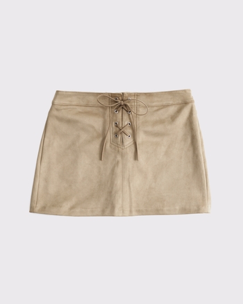 Vegan Suede Lace-Up Mini Skort