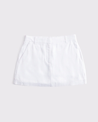 Linen-Blend Tailored Mini Skort